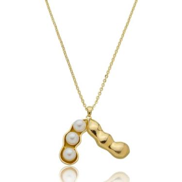 Imagem de Colar Feminino Banhado a Ouro 18K com Pingente em Formato de Vagem de Soja Hipoalergênico Livre de Níquel da Coleção Agro Scarleti