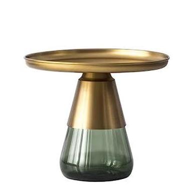 Imagem de Mesa de centro de design simples, mesa de canto redonda, mesa lateral pequena para espaços pequenos, mesa lateral de luxo com base de vidro, mesa de centro moderna, mesa lateral minimalista totalmente