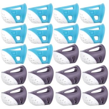 Imagem de 20 peças de protetor de dedo de dedal, 2 tamanhos diferentes de cores de silicone para dedal, acessório de artesanato antiderrapante para costura DIY e projetos domésticos