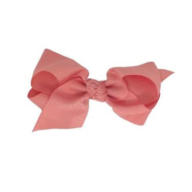 Imagem de Laço Boutique Infantil Tamanho P 7x3 Cm em Gorgorão com Presilha Bico de Pato e Diversas Cores (Coral)