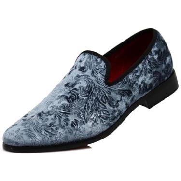 Imagem de SPT03 Sapato social masculino vintage liso de veludo sem cadarço clássico smoking, Cinza (35), 40