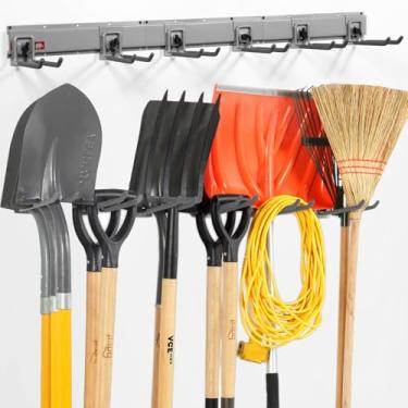 Imagem de Aking Ace Organizador de ferramentas de jardim de fixação, suporte de ferramentas de montagem na parede para organização de garagem, suporte de ferramentas de armazenamento de garagem resistente