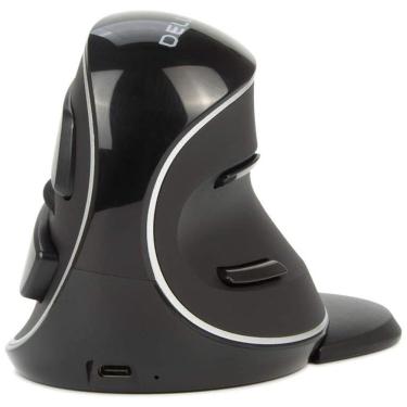 Imagem de Mouse Ergonômico Vertical Óptico sem Fio Reduz a Tensão do Pulso Multifunções, 800, 4000 DPI, DELUX M618PD, Preto