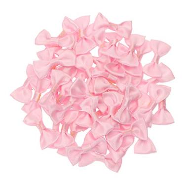 Imagem de Shapenty Mini fita de cetim laços flores boutique para costurar scrapbook chá de bebê presente de casamento Natal meninas vestido acessórios de cabelo artesanato, 50 peças (rosa, 3 x 1,5 cm)