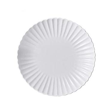 Imagem de Prato de serviço prato de jantar de cerâmica branca, prato de café da manhã personalizado, prato de salada de sobremesa de macarrão em forma de crisântemo, seguro para micro-ondas. Pratos (Cor: pacote