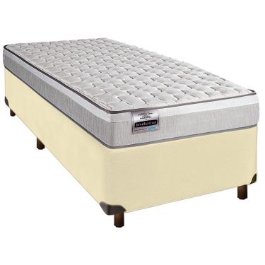 Imagem de Cama Box Bege Solteiro + Colchão Molas Ensacadas Hanover Inducol