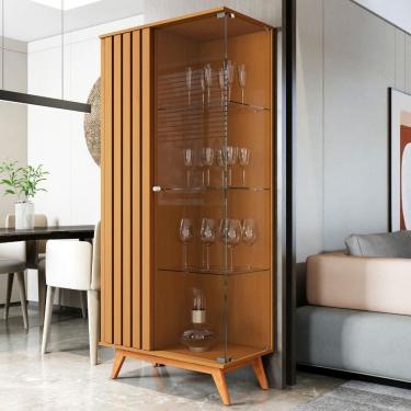 Imagem de Cristaleira Ripada com Vidro 2 Portas Açaí JB Móveis