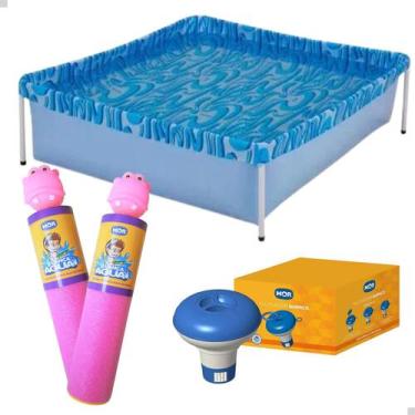 Imagem de Piscina Infantil 400L Mor + 2 Lança Agua +Flutuador p/ Cloro, Rosa ros