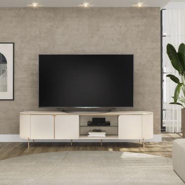 Imagem de Bancada Ariana 240 Cm Para Tv Até 75 Polegadas Dj Moveis Off White