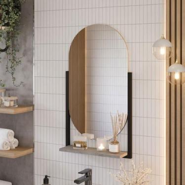Imagem de Espelho Decorativo Ori Metalon 100% Mdf Cimento - Mgm Móveis, Cinza