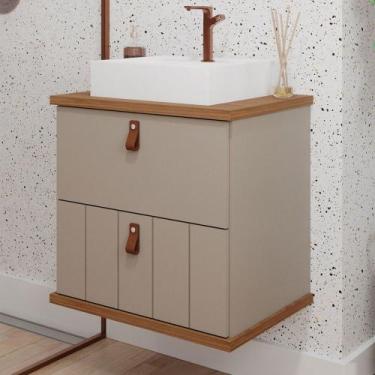 Imagem de Armário de Banheiro Milano 80cm 1 Porta e 1 Gaveta 100% Mdf Cappuccino