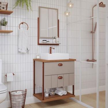 Imagem de Armário de Banheiro Uni 60cm 2 Gavetas C/ Espelheira 100% Mdf Cappucci