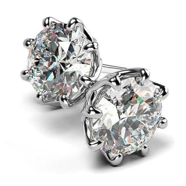 Imagem de Brincos de zircônia cúbica redonda folheados a ouro branco com design de lótus para mulheres, casamentos, noivas, festas noturnas, uso diário, joia leve, brinco, presente para ela