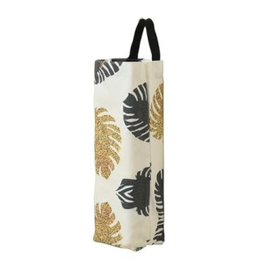 Imagem de Porta-sacos de lixo, organizador de cozinha montado na parede com design multicolorido, saco de armazenamento fácil de puxar para sacos de lixo (bege)