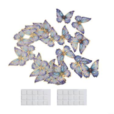 Imagem de Decalques de parede, um conjunto de 12 adesivos de borboleta com bordas douradas para casamentos, feriados, aniversários e adesivos de fundo Py3021-Yl Decalques de parede destacados e colados