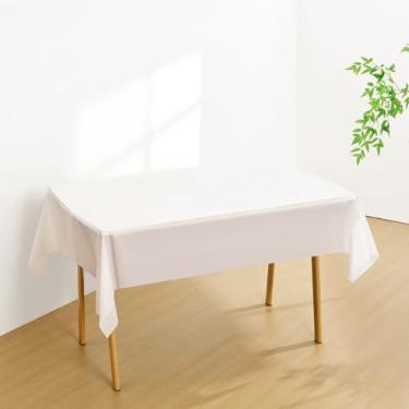 Imagem de Pacote com 2 toalhas de mesa descartáveis para mesas retangulares, panos decorativos premium para festas (branca