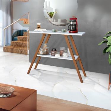 Imagem de Aparador Cantinho Do Café Branco Sala Retro Pés De Madeira