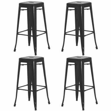 Imagem de Kit 4 Banquetas Alta Para Bar Balcão Bancada Pub Bistrô Cozinha Americana Tolix Iron Industrial Preto