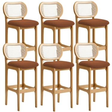 Imagem de Kit 06 Banquetas Altas Para Cozinha Bancada Sala Tela Betta Fixa L02 Bouclê Terracota - Lyam