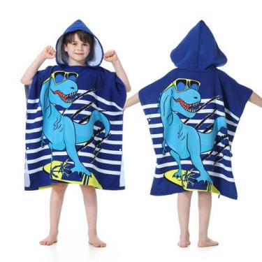 Imagem de Poncho de toalha de praia com capuz para crianças MOKANI 75x75 cm azul