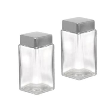 Imagem de Saleiro Mesa Vidro/plástico E Aço Inox 130ml Menzza - 2 Uni Transparen