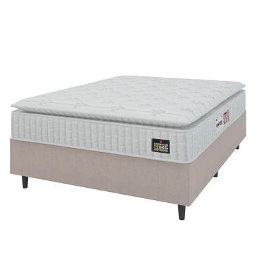 Imagem de Cama Box Colchão Casal Espuma D33 Vangogh Pillow Top 138x67cm Branco/bege Hellen Branco