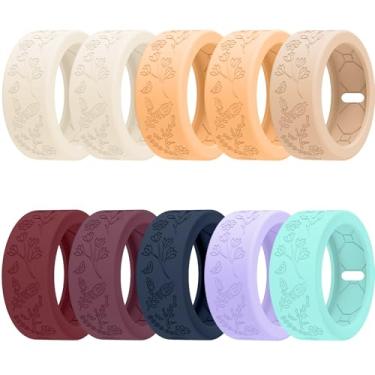 Imagem de SZJCLTD Pacote com 10 capas florais gravadas para Oura Ring Gen 4/Gen 3, capa protetora de anel Oura de silicone macio antiarranhões para malhar, academia e uso diário