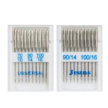 Imagem de 20 agulhas universais para máquina de costura HAX1 para Singer Brother Janome Varmax – Conjunto de agulhas de costura de vários tamanhos 70/10, 90/14, 100/16,