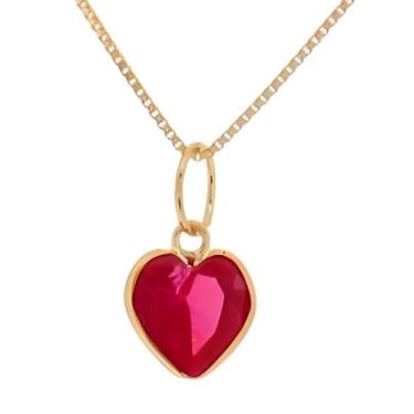 Imagem de Pingente Coração 10mm Zircônia Vermelho Rubi Ouro 18k 750 - DR Joias