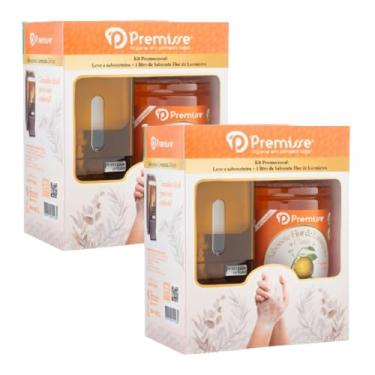 Imagem de Kit Completo 2 Dispenser Sachê Abastecimento 400ml Com Refil Sabonete Perfume Suave Erva Doce Flor De Laranjeira 1L Para Banheiro Cozinha Clínica Hospital Escola (2, Flor da Laranjeira)