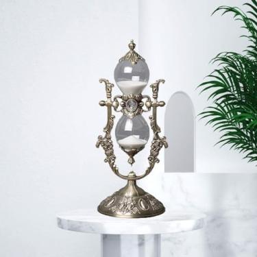 Imagem de Temporizador de areia de 30 minutos, decoração Sanduhr, vidro de hora, ampulheta vintage de metal, para decoração de casa, mesa de escritório, decoração de festa de casamento, temporizador de cozinha