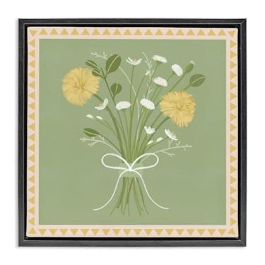 Imagem de Stupell Industries Arte de parede em tela flutuante emoldurada preta buquê de primavera com bordas bordadas, design por Adrienne Morris, 45,7 x 45,7 cm