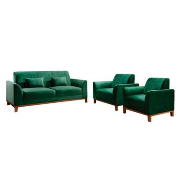 Imagem de Conjunto Namoradeira E Poltronas Versace Via Encanto Veludo Verde