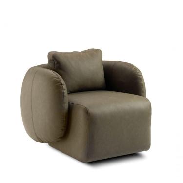 Imagem de Poltrona Redonda Giratória Orgânica Estofada Tecido Verde 0,90 Amora