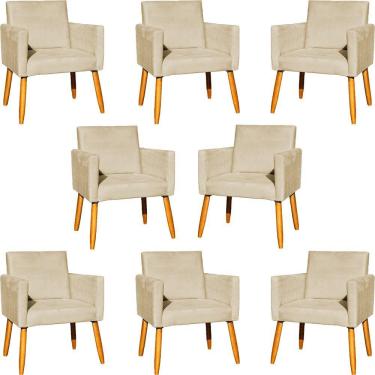Imagem de Kit 8 Poltronas Nina Para Recepção Suede Cores Pé Palito 30cm Castanho - Suede