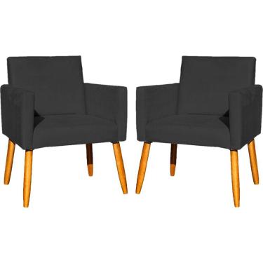 Imagem de Kit 2 Poltronas Decorativa Para Sala Nina Suede Cores Pé Palito 30cm Castanho - Suede