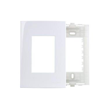 Imagem de Placa Com Suporte Margirius Sleek 4x2 Para 3 Módulos Horizontais Branca