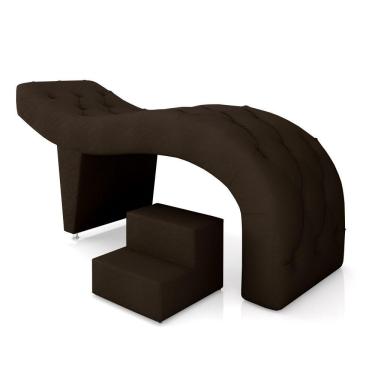 Imagem de Maca De Estética Para Massagem Cílios Fixa Lash Estofada Com Escada Pu Marrom G83