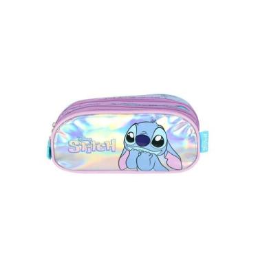 Imagem de Estojo Stitch Triplo Holografico Meninas Escolar Kids ul - Stitch - Lu