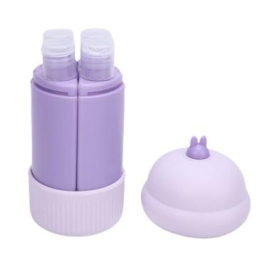 Imagem de Ymiko 4 Em 1 Garrafas de Viagem, Recipientes de Viagem Recarregáveis ​​à Prova de Vazamento Com Mecanismo de Vedação Seguro para Shampoo, Condicionador, Loção de Lavagem Corporal (PURPLE)