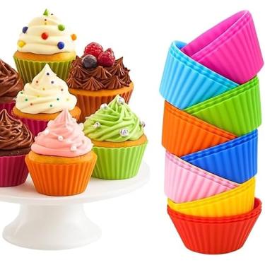 Imagem de Kit 12 Formas de Silicone para Cupcake, Muffins e Queijadinha, Conjunto com 12 Unidades