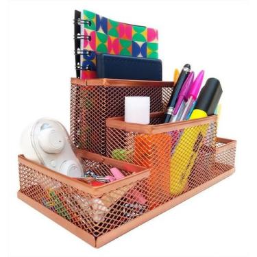 Imagem de Kit Organizador Para Escritório Com 4 Partes Rose Gold - Markys Store