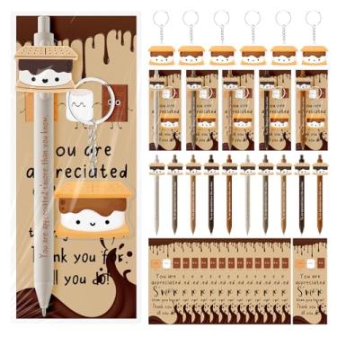 Imagem de Sinload 20 conjuntos de canetas esferográficas de Marshmallow inspiradoras em massa Marshmallow S'more, marcador, agradecimento, para Natal, colega de trabalho, equipe, professor, enfermeira