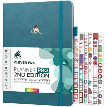 Imagem de Clever Fox Planner PRO 2ª edição – Agenda semanal sem data para definir metas, tarefas e gerenciamento de tempo – Organizador de vida com listas de tarefas e rastreadores de hábitos – formato grande,