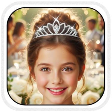 Imagem de Kilshye Tiara de princesa de strass com coroa de cristal prateado, acessórios de cabelo para mulheres e meninas, 5.51*4.33*1.45 inches, Strass