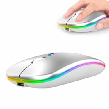 Imagem de Mouse Sem Fio Recarregavel 2.4g Wireless USB para Notebook Desktop TV (Branco)