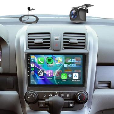 Imagem de 4G + 64G Android estéreo para Honda CRV 2007-2011 atualização de rádio, unidade de cabeça de tela sensível ao toque IPS de 9 polegadas, estéreo para carro Driauto com carplay sem fio, Android Auto