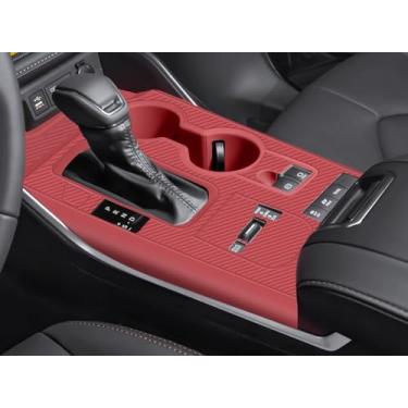 Imagem de Temmis Kit de envoltório de silicone para console central para Toyota Highlander 2022-2025 (versão híbrida), capa de adsorção eletrostática para Toyota Highlander-Vermelho