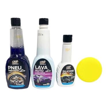 Imagem de Orbi Kit Limpeza Automotiva Car Care Novo, 3 Produtos, Lava Auto com Cera, Silicone Gel, Pneu Pretinho, Detergente Automotivo