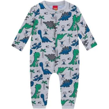 Imagem de Macacão Bebê Dinossauro Botões Manga Longa Infantil Masculino Kyly 207
